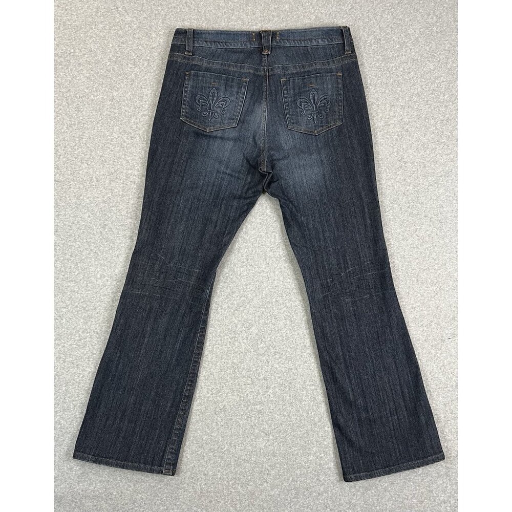 Kristian Alphonse Womens 16 Bootcut Jeans Fleur De Lis Stretch Dark Wash